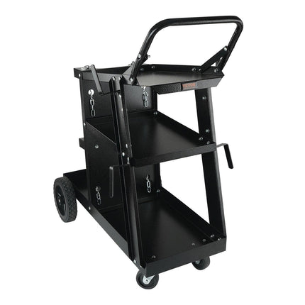 Welding Cart, 3-Tier Welder Cart Heavy Duty with 400 Lbs Weight Capacity, 360° Swivel Wheels, Tank Storage Safety Chains, Rolling MIG Welder Cart for TIG, ARC, MMA, Plasma Cutter Welding Machine.