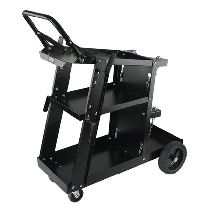 Welding Cart, 3-Tier Welder Cart Heavy Duty with 400 Lbs Weight Capacity, 360° Swivel Wheels, Tank Storage Safety Chains, Rolling MIG Welder Cart for TIG, ARC, MMA, Plasma Cutter Welding Machine.