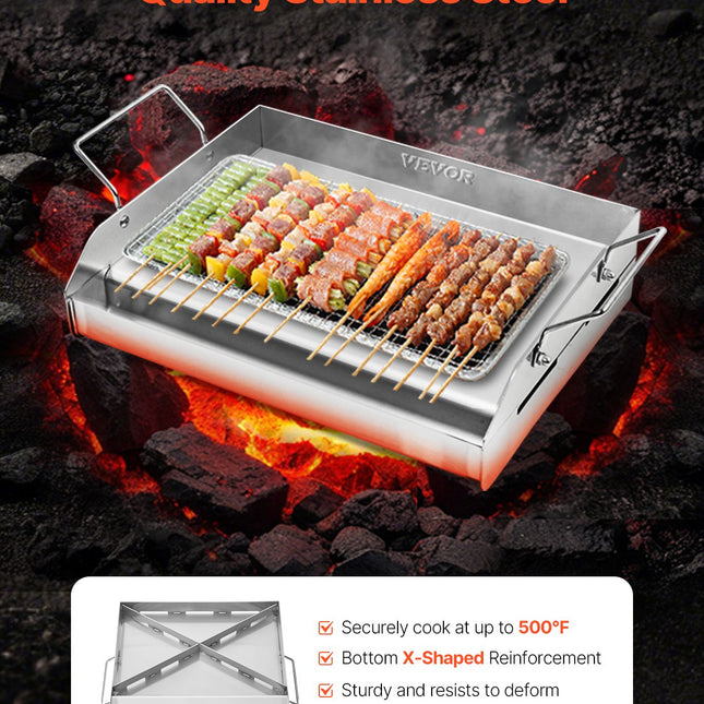 Stainless Steel Griddle, 17x13 inch Universal Flat Top Rectangular Plate, Gas Grill Griddle for BBQ Grill, Teppanyaki, Portable Family Cookware with Handle, for Camping Tailgating Party.