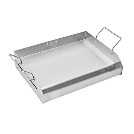 Stainless Steel Griddle, 17x13 inch Universal Flat Top Rectangular Plate, Gas Grill Griddle for BBQ Grill, Teppanyaki, Portable Family Cookware with Handle, for Camping Tailgating Party.
