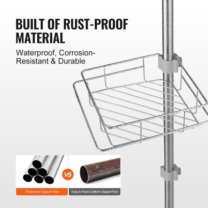 42" to 114" High Shower Corner Caddy Tension Pole Rust-Proof Tension Pole.