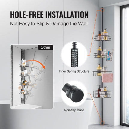 42" to 114" High Shower Corner Caddy Tension Pole Rust-Proof Tension Pole.