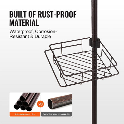 42" to 114" High Shower Corner Caddy Tension Pole Rust-Proof Tension Pole.