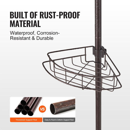 56" to 114" High Shower Corner Caddy Tension Pole Rust-Proof Tension Pole.