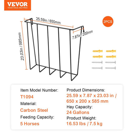 Livestock Hay Feeder 2 Packs 24 Gallons Wall Mounted Goat Hay Rack.
