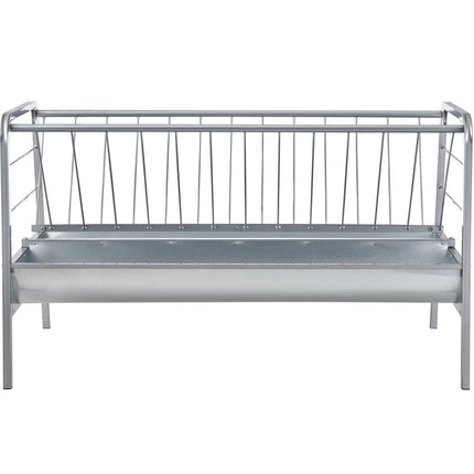 Livestock Hay Feeder, 2 in 1 Grain & Hay Feeder, 80-Gallon Capacity Pasture Feeder, 59" Long Goat Hay Feeder with Deeper Feeding Pan, Heavy Duty Steel Grain & Hay Holder for Sheep Farms Sheds.