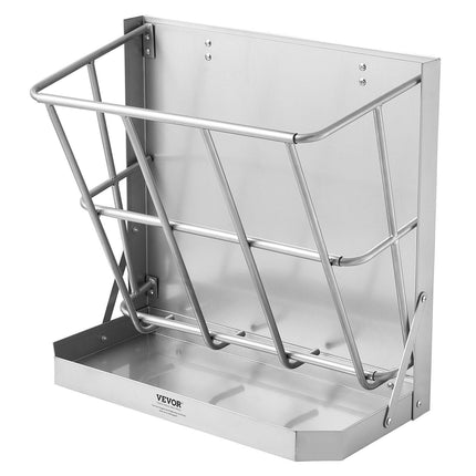 Goat Hay Feeder, 21 Gallons Large Capacity, 2 in 1 Hay and Grain Feeder, Wall Mounted Livestock Feeder with Feed Tray, Multiple Sided Goat Hay Rack, Sturdy Steel Hay Rack for Sheep Horses.