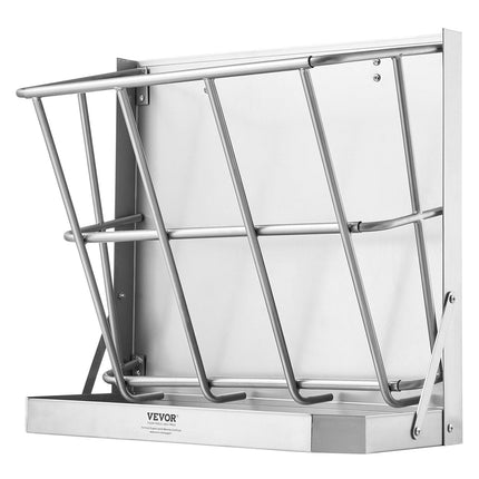 Goat Hay Feeder, 21 Gallons Large Capacity, 2 in 1 Hay and Grain Feeder, Wall Mounted Livestock Feeder with Feed Tray, Multiple Sided Goat Hay Rack, Sturdy Steel Hay Rack for Sheep Horses.