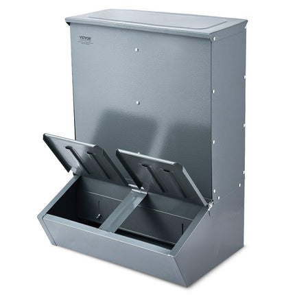 Hog Feeder 3.7 Bushel Metal Double Door Pig Feeder Feeding up to 8 Hogs.