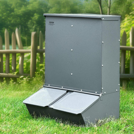 Hog Feeder 3.7 Bushel Metal Double Door Pig Feeder Feeding up to 8 Hogs.