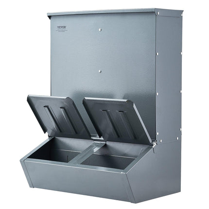 Hog Feeder 3.7 Bushel Metal Double Door Pig Feeder Feeding up to 8 Hogs.