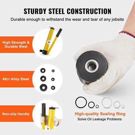 10 Ton Hydraulic Knockout Punch Kit, 1/2" to 2" Conduit Hole Cutter Set, KO Tool Kits with Puncher 6 Piece, Metal Sheet Driver Tools, For Aluminum, Brass, Stainless Steel, Fiberglass and Plastic.