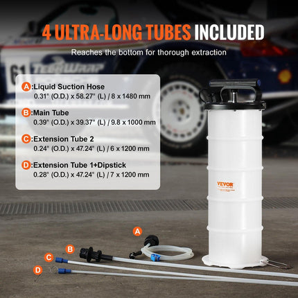 Fluid Extractor, 6.5 Liters Capacity, Manual Hand-Operated Oil Changer Vacuum Fluid Extractor with Dipstick and Suction Hose, Oil Extractor Change Pump for Automotive Fluids Vacuum Evacuation.
