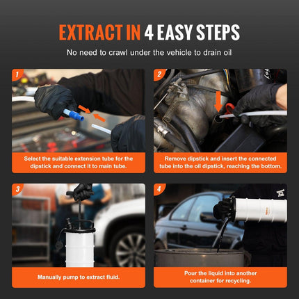 Fluid Extractor, 6.5 Liters Capacity, Manual Hand-Operated Oil Changer Vacuum Fluid Extractor with Dipstick and Suction Hose, Oil Extractor Change Pump for Automotive Fluids Vacuum Evacuation.