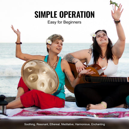 Handpan Drum 22 in 10 Notes D Minor Hand Drum Instrument with Mallet.