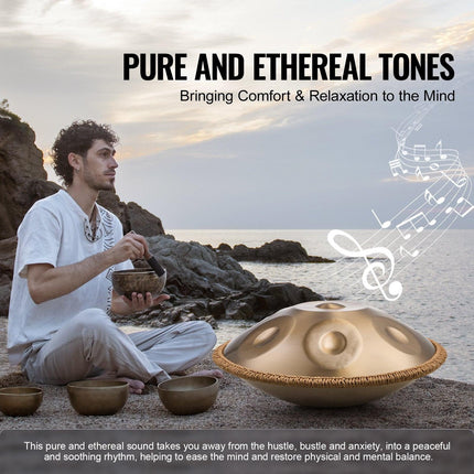 Handpan Drum 22 in 9 Notes D Minor Steel Hand Drum with Mallets for Adult.