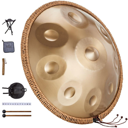 Handpan Drum 22 in 9 Notes D Minor Steel Hand Drum with Mallets for Adult.