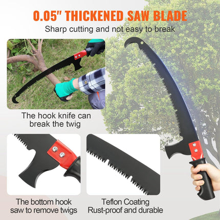 Manual Pole Saw Extendable Tree Pruner 1.5 m-6.1 m Aluminum Alloy Pole.