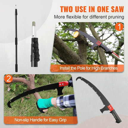 Manual Pole Saw Extendable Tree Pruner 1.5 m-6.1 m Aluminum Alloy Pole.