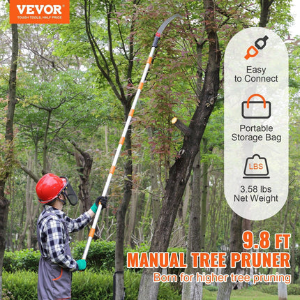 Manual Pole Saw Extendable Tree Pruner 1.4 m-3 m Aluminum Alloy Pole.