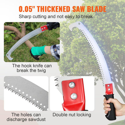 Manual Pole Saw Extendable Tree Pruner 1.4 m-3 m Aluminum Alloy Pole.