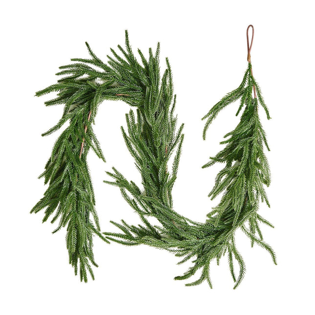 Christmas Garland, 1524 mm Realistic Norfolk Pine Garland, Evergreen Real Touch Artificial Faux Greenery Garlands, for Holiday Indoor Outdoor Xmas Decoration on Table, Mantel, and Fireplace.
