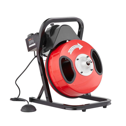 Drain Cleaner Machine 50FT x 1/2Inch Manual Feed Snake Auger with 4 Cutter.