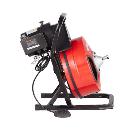 Drain Cleaner Machine 50FT x 1/2Inch Manual Feed Snake Auger with 4 Cutter.