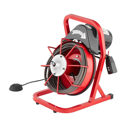 Drain Cleaner Machine Drain Auger 50FT x 3/8 Inch Manual Feed & 4 Cutters.