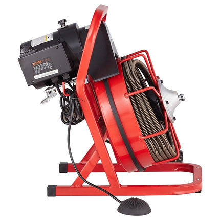 Drain Cleaner Machine Drain Auger 50FT x 1/2 Inch Manual Feed & 4 Cutters.