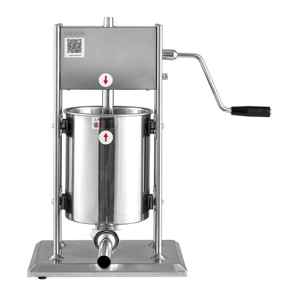 Manual Sausage Stuffer, 22 LBS / 10 L Vertical Meat Stuffer, Dual-Speed Sausage Casing Meat Filling Machine, Stainless Steel Heavy Duty Filler with 5 Stuffing Tubes, for Commercial & Home Use.