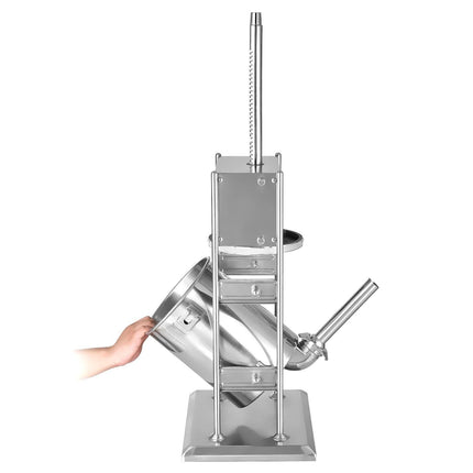 Manual Sausage Stuffer, 22 LBS / 10 L Vertical Meat Stuffer, Dual-Speed Sausage Casing Meat Filling Machine, Stainless Steel Heavy Duty Filler with 5 Stuffing Tubes, for Commercial & Home Use.
