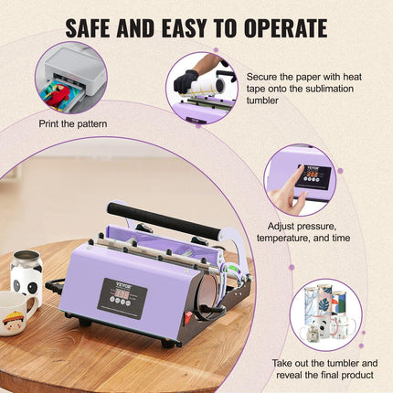 Tumbler Heat Press Machine 11-30oz Mug Press Sublimation Tumblers Purple.