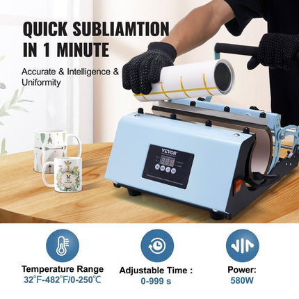 Tumbler Heat Press Machine 11-30oz Mug Press Sublimation Tumblers Blue.