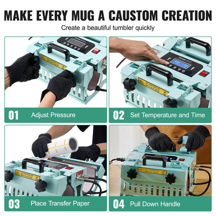 Tumbler Heat Press Machine 2 Station Heaters 11-30oz Mug Press Sublimation.