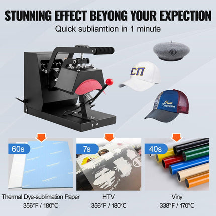 Hat Heat Press Cap Heat Press Machine 4 Heating Pads Sublimation Transfer.