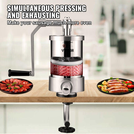 Sausage Stuffer 2.5LBS/1.5L Capacity Homemade Sausage Maker Stainless Steel.