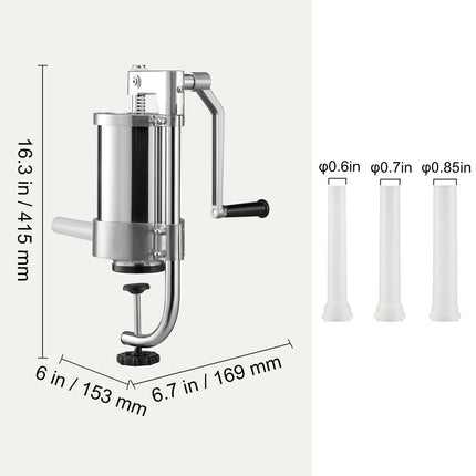 Sausage Stuffer 2.5LBS/1.5L Capacity Homemade Sausage Maker Stainless Steel.