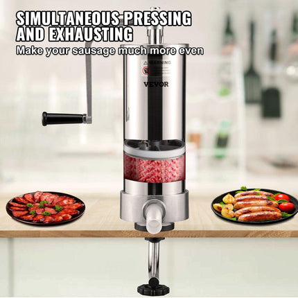Sausage Stuffer 5LBS/3L Capacity Homemade Sausage Maker Stainless Steel.