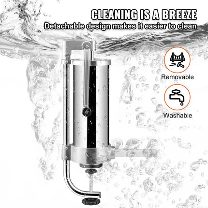 Sausage Stuffer 5LBS/3L Capacity Homemade Sausage Maker Stainless Steel.