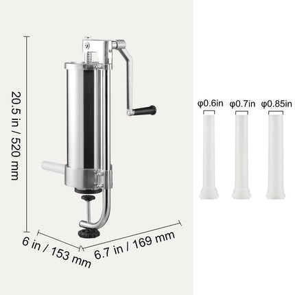 Sausage Stuffer 5LBS/3L Capacity Homemade Sausage Maker Stainless Steel.