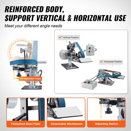 Belt Grinder Sander, 30 x 1-Inch Variable Speed Belt Polisher with VFD, 550W Polishing Grinding Machine with 2 Grinding Moulds & 3PCS Sanding Belts for Metalworking, Knife Making.