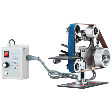 Belt Grinder Sander, 30 x 1-Inch Variable Speed Belt Polisher with VFD, 550W Polishing Grinding Machine with 2 Grinding Moulds & 3PCS Sanding Belts for Metalworking, Knife Making.