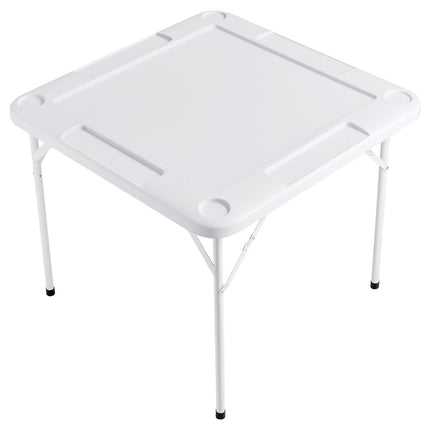 Mahjong Table, 4 Player Folding Domino Table with Wear-Resistant Green Tabletop, Portable Square Card Table with 4 Cup Holders & 4 Chip Trays for Mahjong Poker Puzzles, 90 x90-inch.