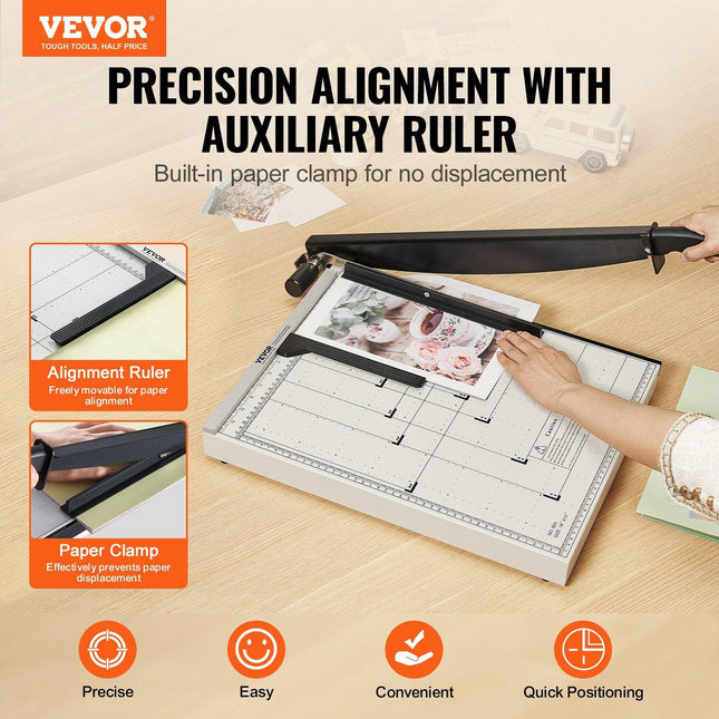 Paper Cutter, Guillotine Trimmer, 457 mm Cut Length, 20 Sheets Capacity, Heavy Duty Guillotine Paper Cutter with Guard Rail/Blade Lock for Cardstock/Cardboard, Paper Trimmer for Home Office.