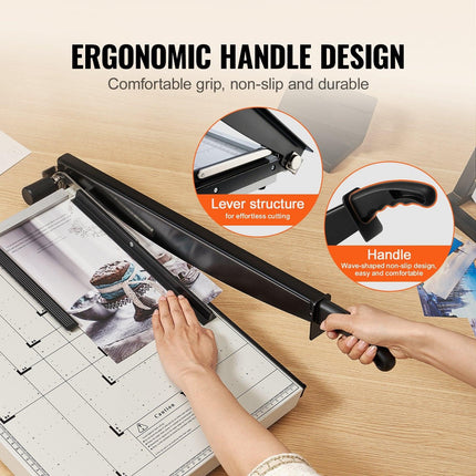 Paper Cutter, Guillotine Trimmer, 457 mm Cut Length, 20 Sheets Capacity, Heavy Duty Guillotine Paper Cutter with Guard Rail/Blade Lock for Cardstock/Cardboard, Paper Trimmer for Home Office.