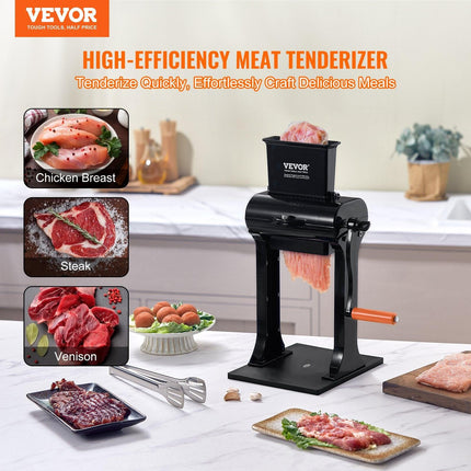 Commercial Meat Tenderizer, Heavy Duty Stainless Steel Meat Tenderizer Machine, Quick and Easy Manual Operation Kitchen Tool, 148mm Feed Port for Beef, Turkey, Chicken, Pork, Steak, and Fish.