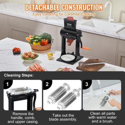 Commercial Meat Tenderizer, Heavy Duty Stainless Steel Meat Tenderizer Machine, Quick and Easy Manual Operation Kitchen Tool, 148mm Feed Port for Beef, Turkey, Chicken, Pork, Steak, and Fish.