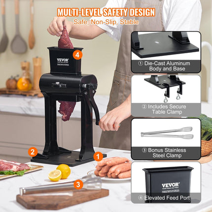 Commercial Meat Tenderizer, Heavy Duty Stainless Steel Meat Tenderizer Machine, Quick and Easy Manual Operation Kitchen Tool, 148mm Feed Port for Beef, Turkey, Chicken, Pork, Steak, and Fish.