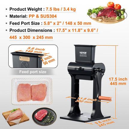 Commercial Meat Tenderizer, Heavy Duty Stainless Steel Meat Tenderizer Machine, Quick and Easy Manual Operation Kitchen Tool, 148mm Feed Port for Beef, Turkey, Chicken, Pork, Steak, and Fish.